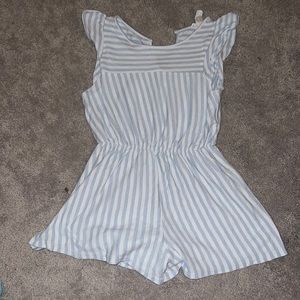 Blue and white striped romper